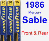 Front & Rear Wiper Blade Pack for 1986 Mercury Sable - Premium