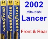 Front & Rear Wiper Blade Pack for 2002 Mitsubishi Lancer - Premium