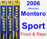 Front & Rear Wiper Blade Pack for 2006 Mitsubishi Montero Sport - Premium