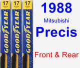 Front & Rear Wiper Blade Pack for 1988 Mitsubishi Precis - Premium