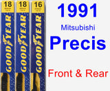 Front & Rear Wiper Blade Pack for 1991 Mitsubishi Precis - Premium