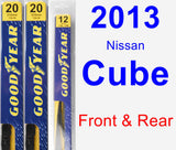 Front & Rear Wiper Blade Pack for 2013 Nissan Cube - Premium