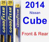 Front & Rear Wiper Blade Pack for 2014 Nissan Cube - Premium