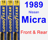 Front & Rear Wiper Blade Pack for 1989 Nissan Micra - Premium