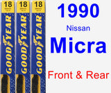 Front & Rear Wiper Blade Pack for 1990 Nissan Micra - Premium