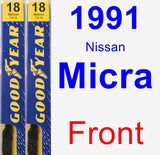 Front Wiper Blade Pack for 1991 Nissan Micra - Premium