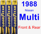 Front & Rear Wiper Blade Pack for 1988 Nissan Multi - Premium