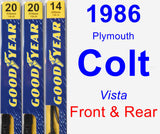 Front & Rear Wiper Blade Pack for 1986 Plymouth Colt - Premium