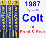 Front & Rear Wiper Blade Pack for 1987 Plymouth Colt - Premium