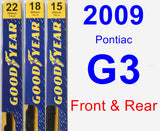 Front & Rear Wiper Blade Pack for 2009 Pontiac G3 - Premium