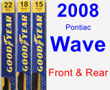 Front & Rear Wiper Blade Pack for 2008 Pontiac Wave - Premium