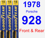 Front & Rear Wiper Blade Pack for 1978 Porsche 928 - Premium