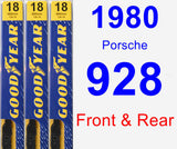 Front & Rear Wiper Blade Pack for 1980 Porsche 928 - Premium