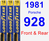 Front & Rear Wiper Blade Pack for 1981 Porsche 928 - Premium