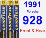 Front & Rear Wiper Blade Pack for 1991 Porsche 928 - Premium