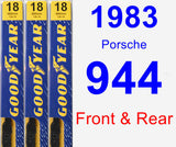 Front & Rear Wiper Blade Pack for 1983 Porsche 944 - Premium