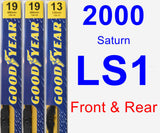 Front & Rear Wiper Blade Pack for 2000 Saturn LS1 - Premium