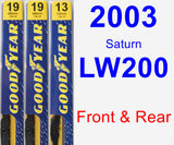 Front & Rear Wiper Blade Pack for 2003 Saturn LW200 - Premium