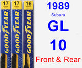 Front & Rear Wiper Blade Pack for 1989 Subaru GL-10 - Premium