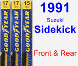 Front & Rear Wiper Blade Pack for 1991 Suzuki Sidekick - Premium