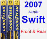 Front & Rear Wiper Blade Pack for 2007 Suzuki Swift - Premium