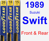 Front & Rear Wiper Blade Pack for 1989 Suzuki Swift - Premium