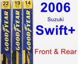 Front & Rear Wiper Blade Pack for 2006 Suzuki Swift+ - Premium