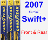 Front & Rear Wiper Blade Pack for 2007 Suzuki Swift+ - Premium