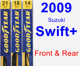 Front & Rear Wiper Blade Pack for 2009 Suzuki Swift+ - Premium