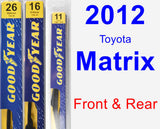 Front & Rear Wiper Blade Pack for 2012 Toyota Matrix - Premium