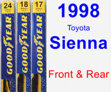 Front & Rear Wiper Blade Pack for 1998 Toyota Sienna - Premium