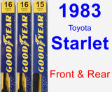 Front & Rear Wiper Blade Pack for 1983 Toyota Starlet - Premium