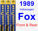 Front & Rear Wiper Blade Pack for 1989 Volkswagen Fox - Premium