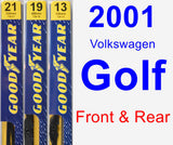 Front & Rear Wiper Blade Pack for 2001 Volkswagen Golf - Premium