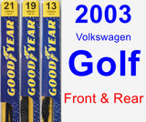 Front & Rear Wiper Blade Pack for 2003 Volkswagen Golf - Premium