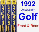 Front & Rear Wiper Blade Pack for 1992 Volkswagen Golf - Premium