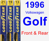 Front & Rear Wiper Blade Pack for 1996 Volkswagen Golf - Premium