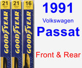 Front & Rear Wiper Blade Pack for 1991 Volkswagen Passat - Premium