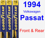 Front & Rear Wiper Blade Pack for 1994 Volkswagen Passat - Premium