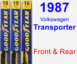 Front & Rear Wiper Blade Pack for 1987 Volkswagen Transporter - Premium