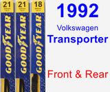 Front & Rear Wiper Blade Pack for 1992 Volkswagen Transporter - Premium