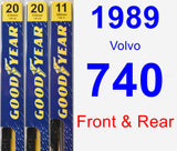 Front & Rear Wiper Blade Pack for 1989 Volvo 740 - Premium