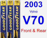 Front & Rear Wiper Blade Pack for 2003 Volvo V70 - Premium