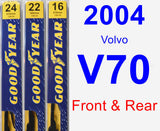 Front & Rear Wiper Blade Pack for 2004 Volvo V70 - Premium