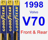 Front & Rear Wiper Blade Pack for 1998 Volvo V70 - Premium