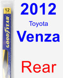 Rear Wiper Blade for 2012 Toyota Venza - Rear