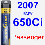 Passenger Wiper Blade for 2007 BMW 650Ci - Assurance