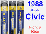 Front & Rear Wiper Blade Pack for 1988 Honda Civic - Assurance