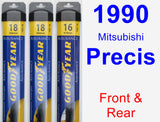 Front & Rear Wiper Blade Pack for 1990 Mitsubishi Precis - Assurance