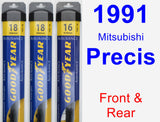 Front & Rear Wiper Blade Pack for 1991 Mitsubishi Precis - Assurance